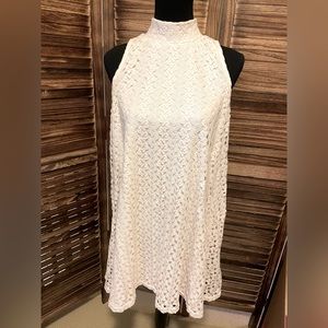 White crocheted overlay tank.